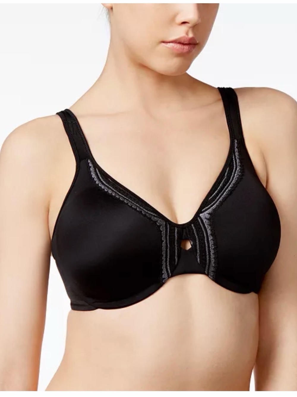 Olga Black Lace Necklace Minimizer Bra